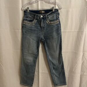 Stylish Blue Embellished Women's Capri’s